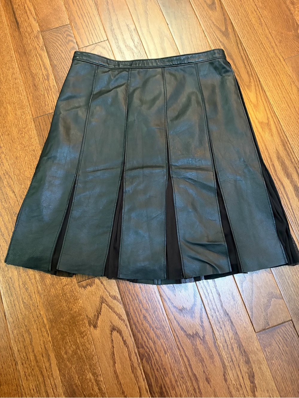 Vintage W by Worth Leather Mesh Panel Skirt